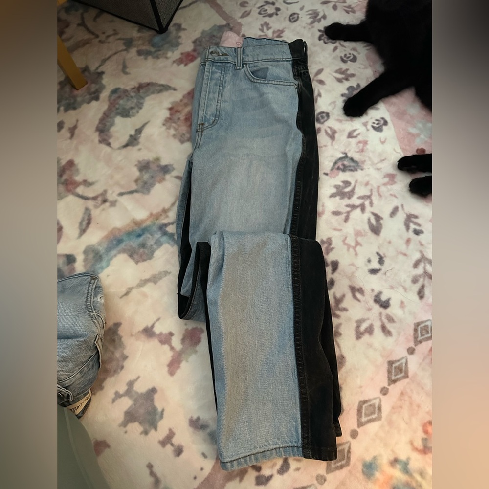 Revice half black half blue jeans